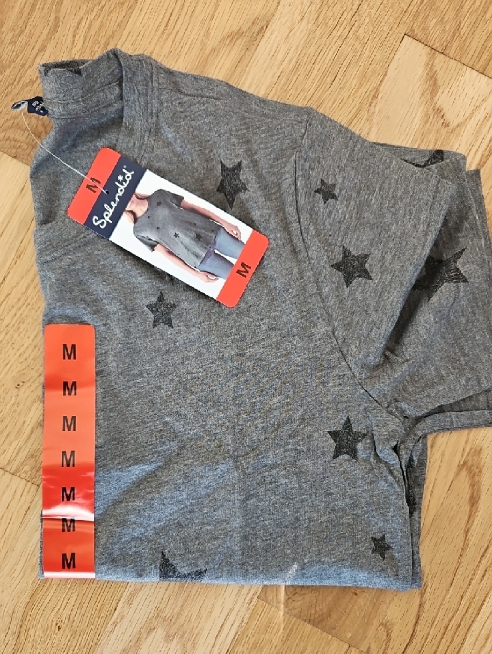Splendid Womens Charcoal Tee with Black Star Size M